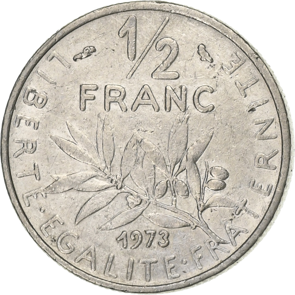 Frankreich, 1/2 Franc, Semeuse, 1973, Paris, Nickel, SS, Gadoury:429, KM:931.1