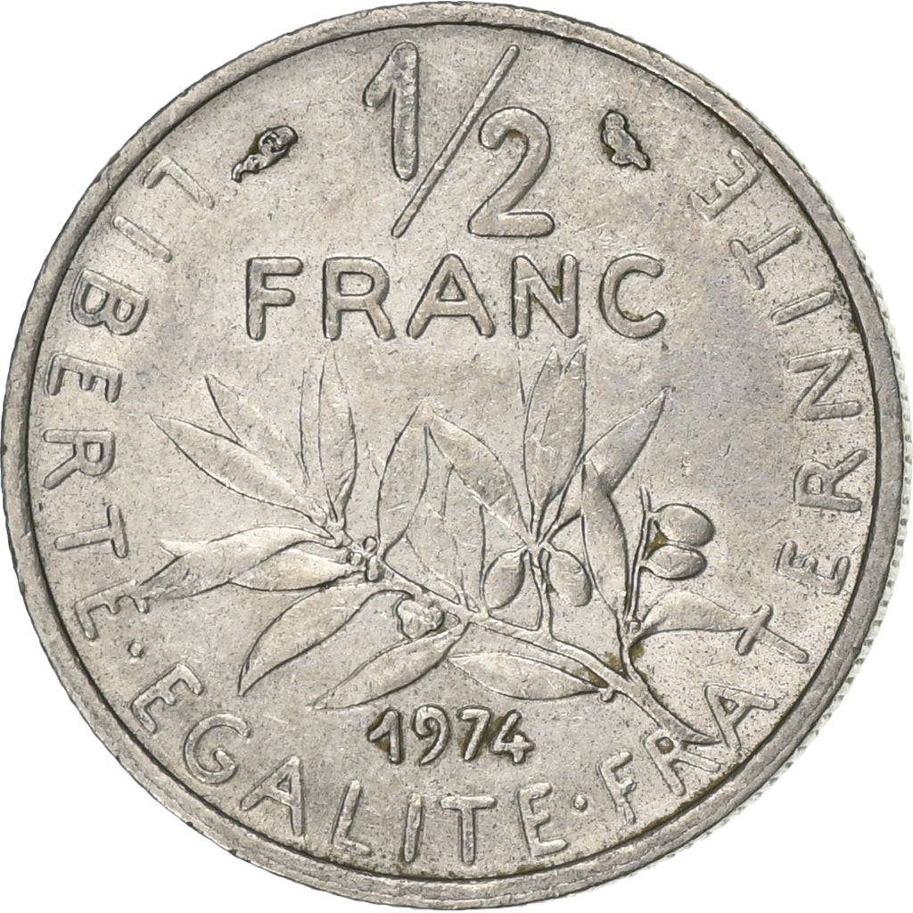 Frankreich, 1/2 Franc, Semeuse, 1974, Paris, Nickel, VZ, Gadoury:429, KM:931.1