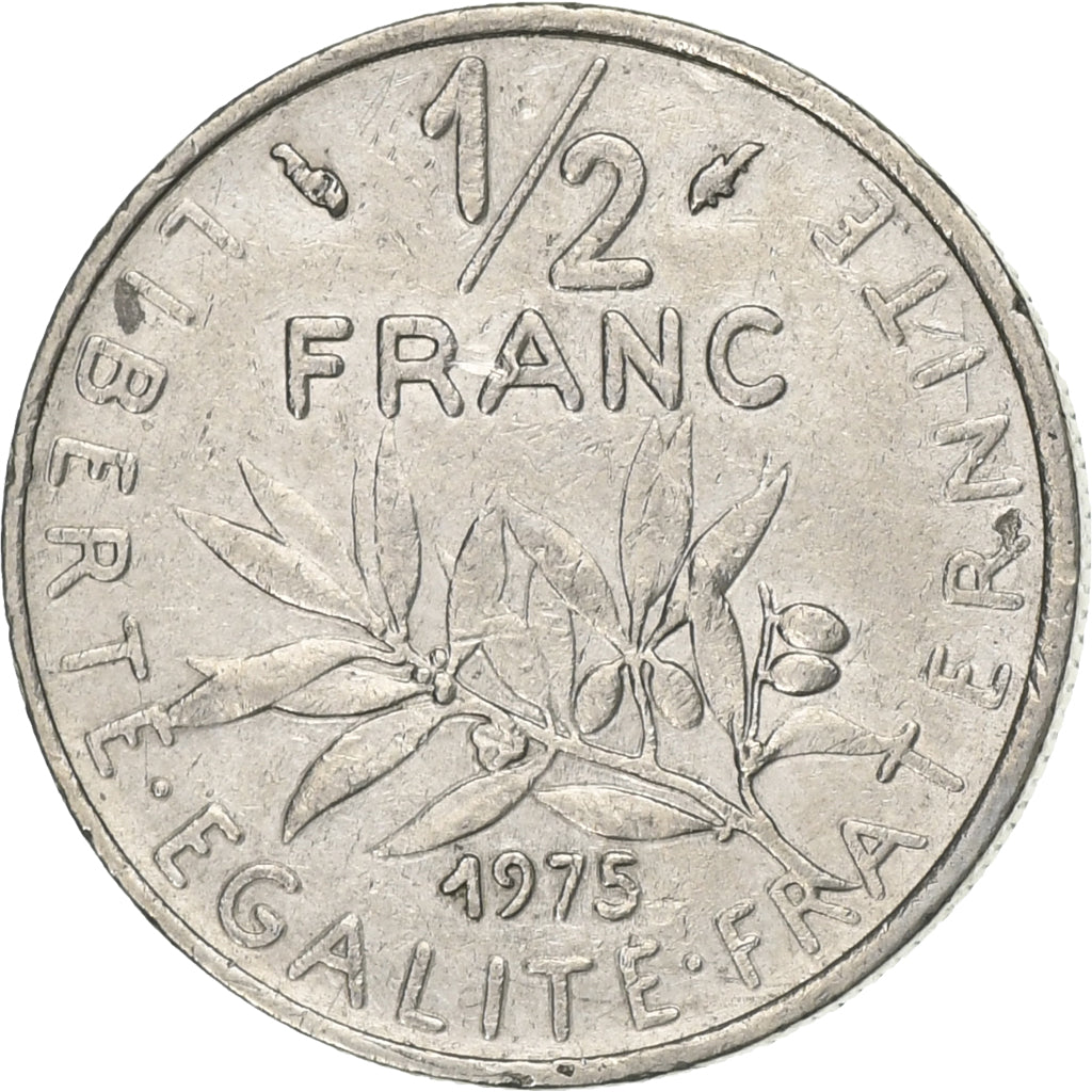 Frankreich, 1/2 Franc, Semeuse, 1975, Paris, Nickel, SS+, Gadoury:429, KM:931.1