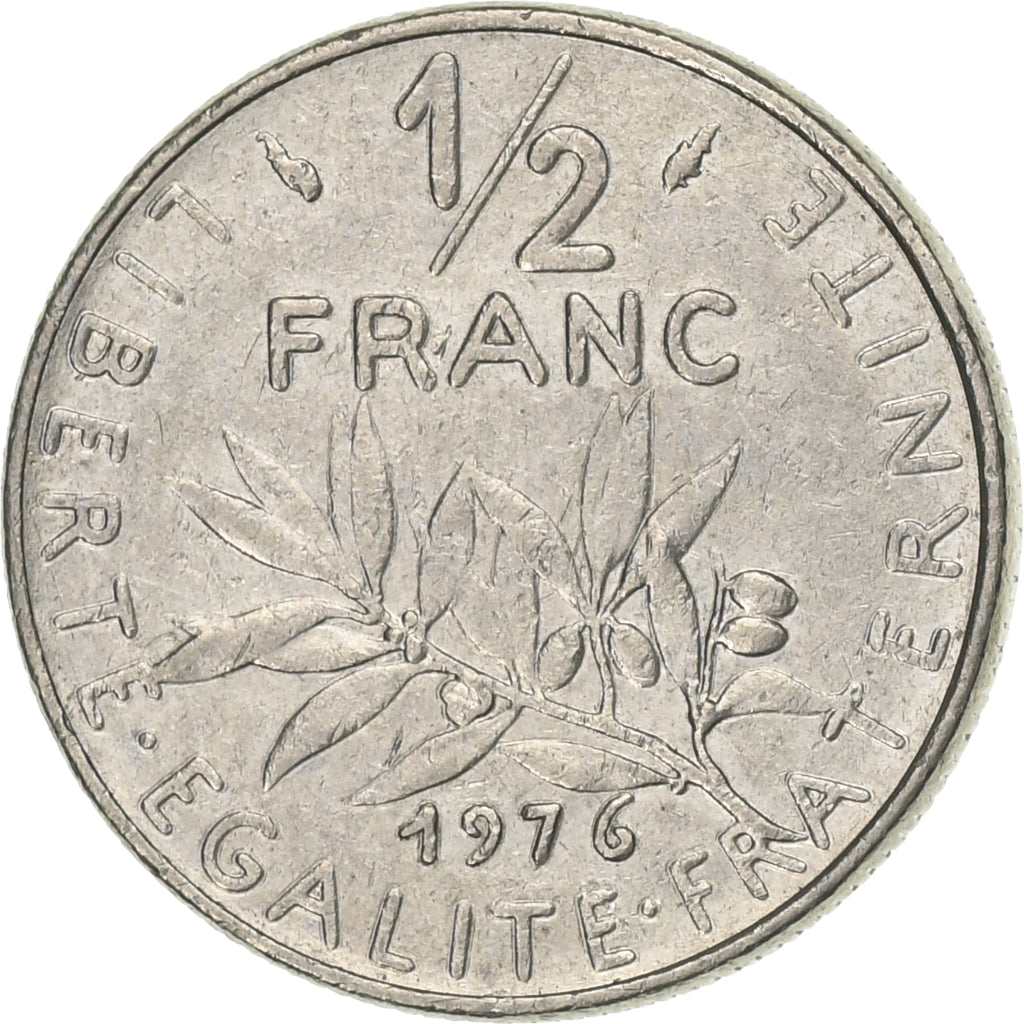Frankreich, 1/2 Franc, Semeuse, 1976, Paris, Nickel, SS+, Gadoury:429, KM:931.1