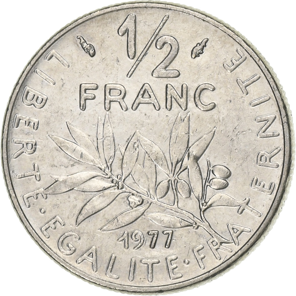 Frankreich, 1/2 Franc, Semeuse, 1977, Paris, Nickel, VZ, Gadoury:429, KM:931.1