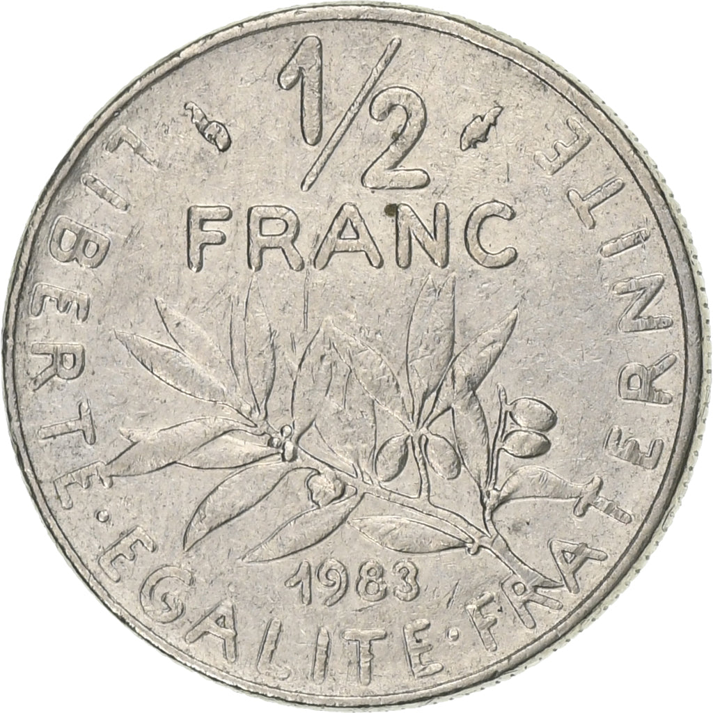 Frankreich, 1/2 Franc, Semeuse, 1983, Paris, Nickel, SS, Gadoury:429, KM:931.1
