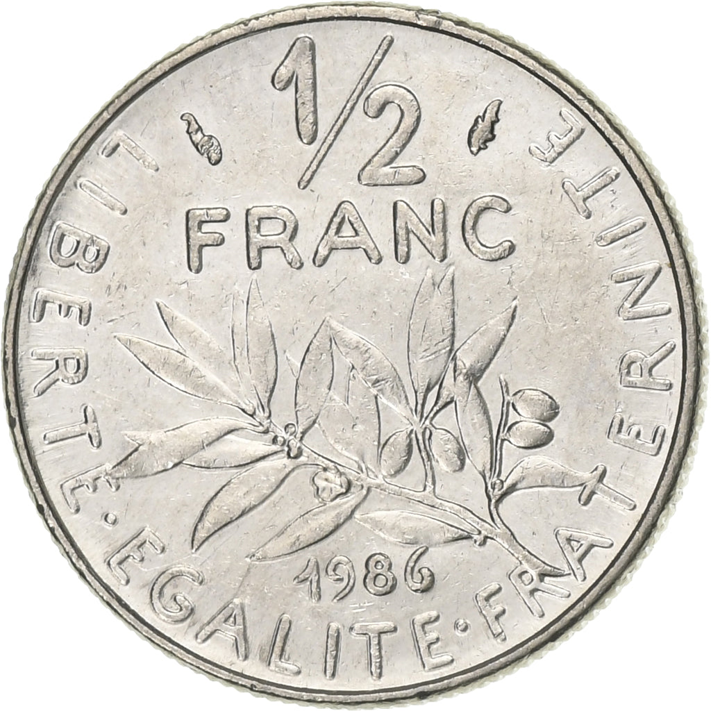 Frankreich, 1/2 Franc, Semeuse, 1986, Paris, Nickel, VZ+, Gadoury:429, KM:931.1
