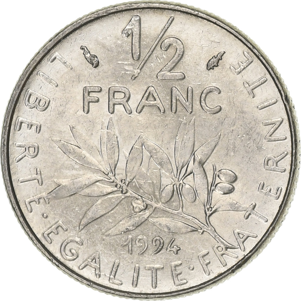 Frankreich, 1/2 Franc, Semeuse, 1994, Paris, Nickel, VZ, Gadoury:429, KM:931.1