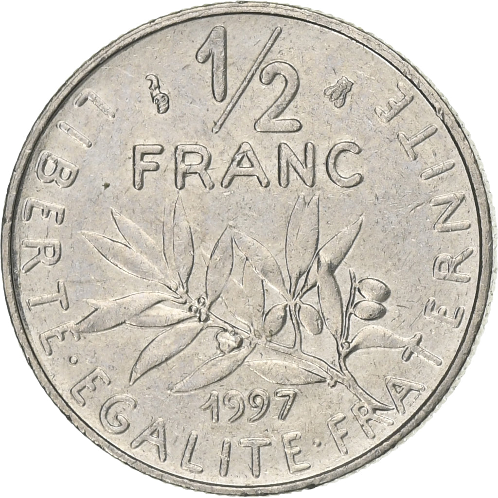 Frankreich, 1/2 Franc, Semeuse, 1997, Paris, Nickel, VZ, Gadoury:429, KM:931.1