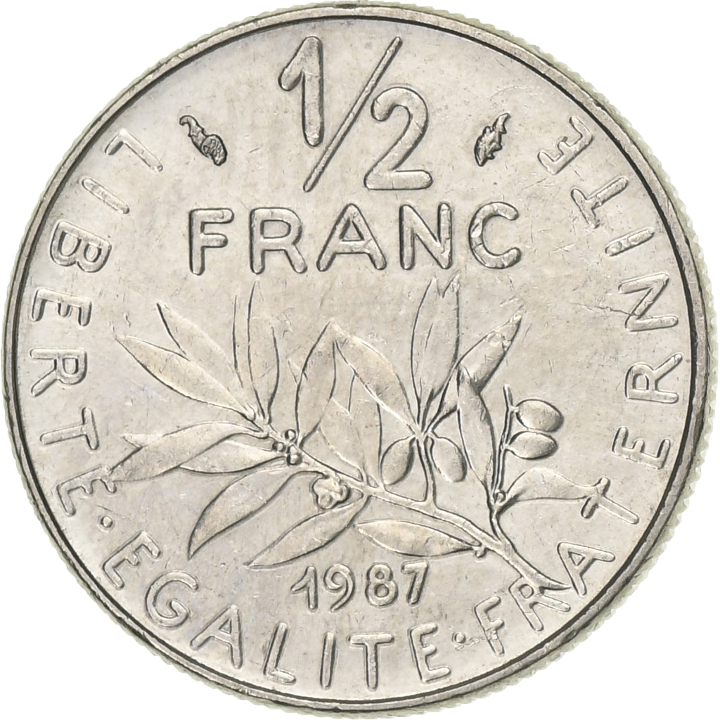 Frankreich, 1/2 Franc, Semeuse, 1987, Paris, Nickel, VZ, Gadoury:429, KM:931.1