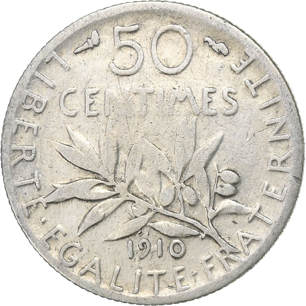 Frankreich, 50 Centimes, Semeuse, 1910, Paris, Silber, S, Gadoury:420