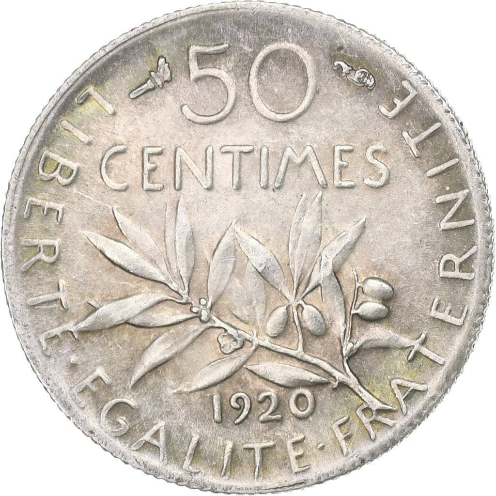 Frankreich, 50 Centimes, Semeuse, 1920, Paris, Silber, SS+, Gadoury:420