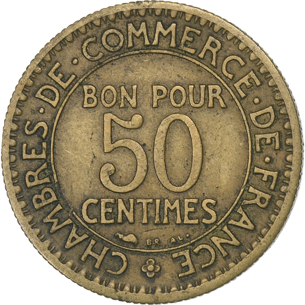 Frankreich, 50 Centimes, Chambre de commerce, 1928, Aluminum-Bronze, SS, KM:884