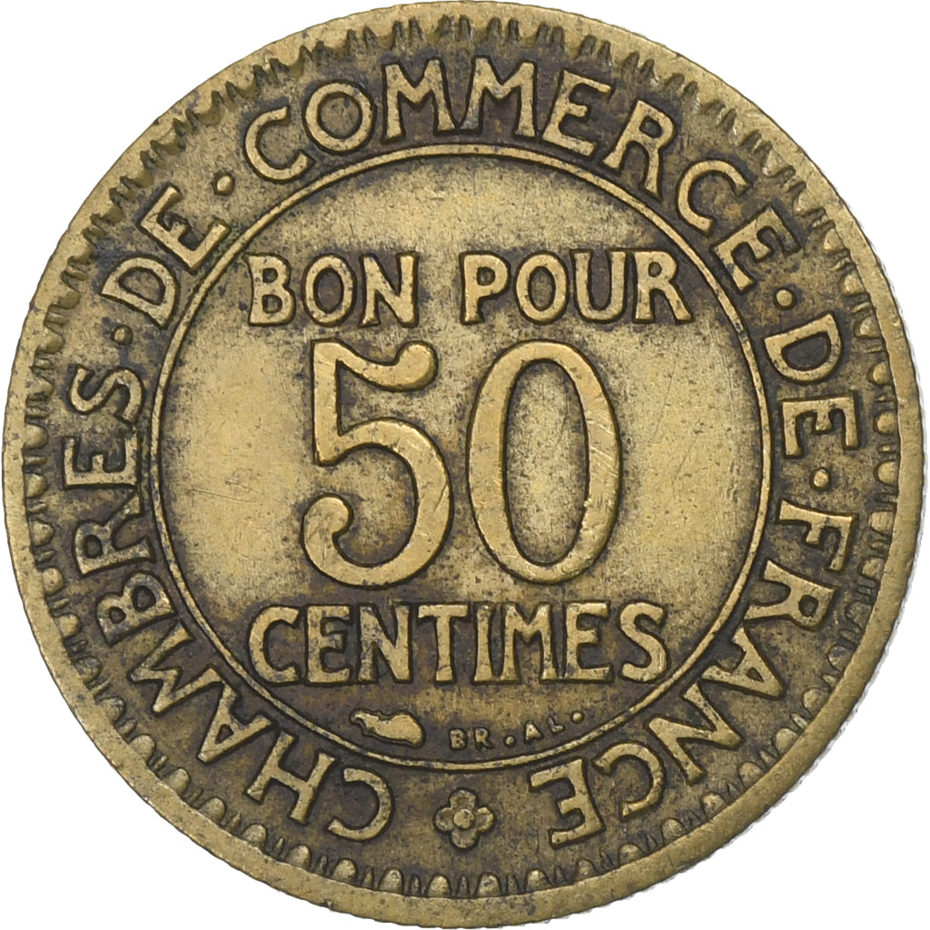 Frankreich, 50 Centimes, Chambre de commerce, 1925, Aluminum-Bronze, SS, KM:884