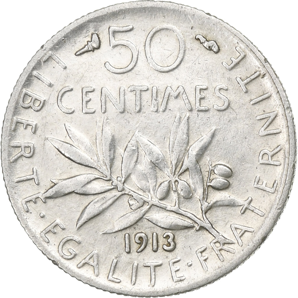 France, 50 Centimes, Semeuse, 1913, Paris, Argent, TTB, Gadoury:420