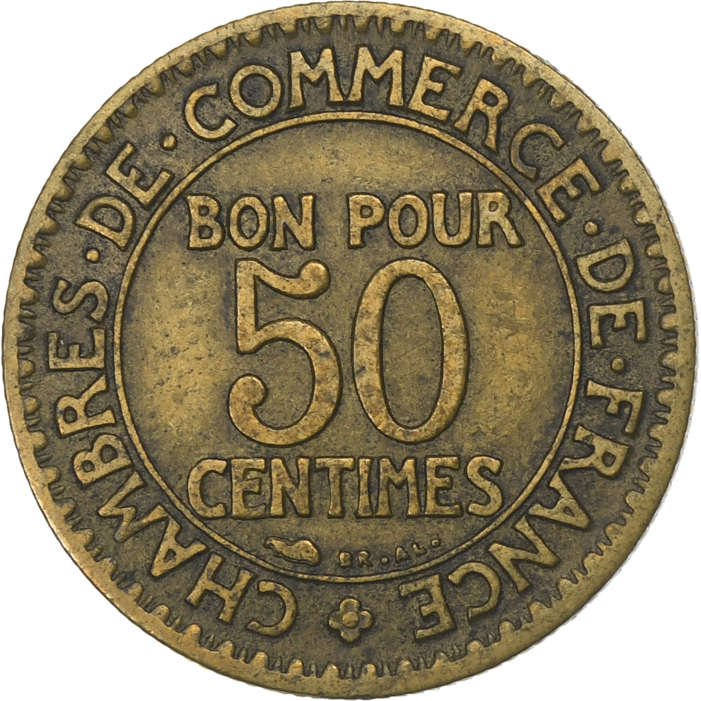 Frankreich, 50 Centimes, Chambre de commerce, 1923, Aluminum-Bronze, SS, KM:884
