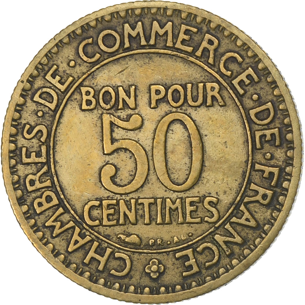 France, 50 Centimes, Chambre de commerce, 1922, Aluminum-Bronze, EF(40-45)