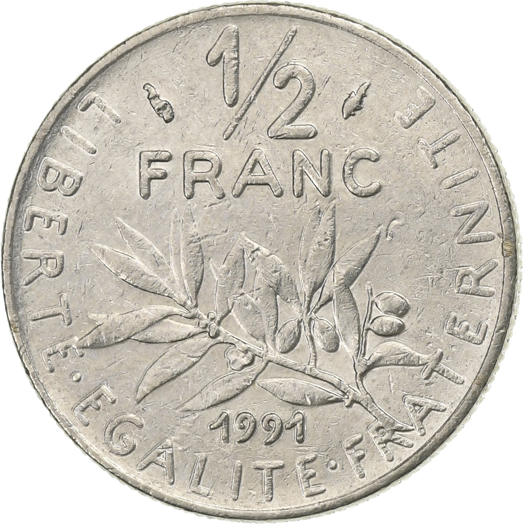 Frankreich, 50 Centimes, Semeuse, 1991, Paris, Silber, SS, Gadoury:420