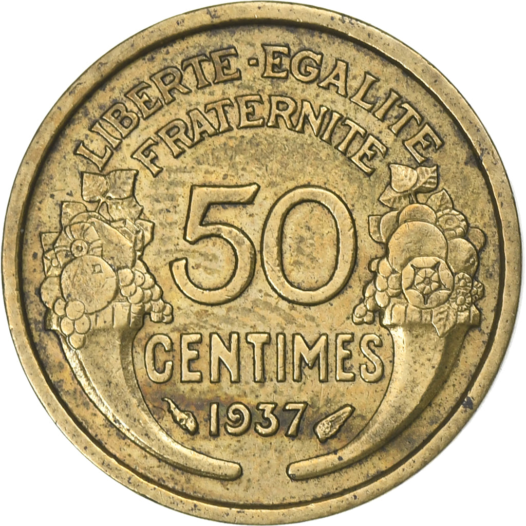 Frankreich, 50 Centimes, Morlon, 1937, Aluminum-Bronze, SS, Gadoury:423
