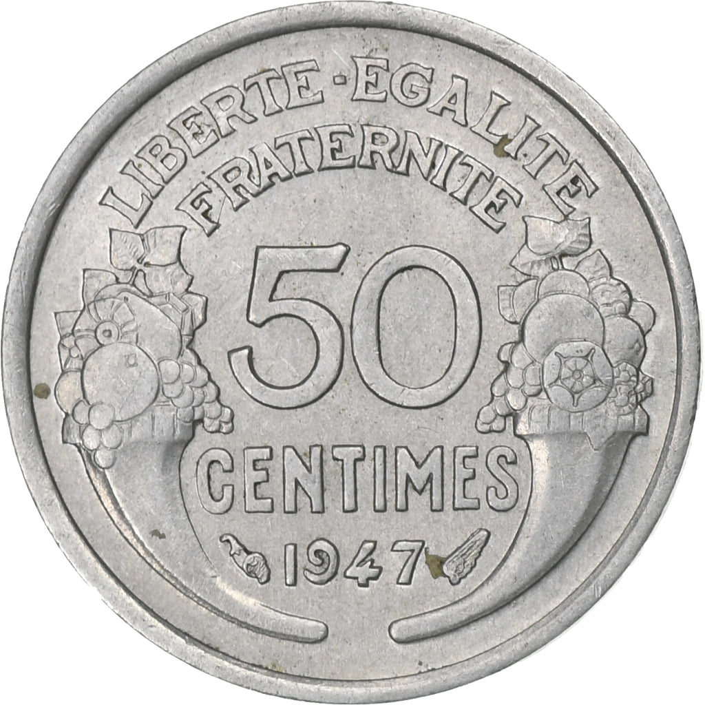 Frankreich, 50 Centimes, Morlon, 1947, Paris, Aluminium, SS+, Gadoury:426b