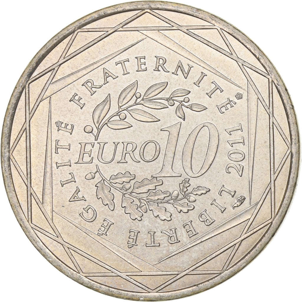 Francja, 10 Euro, 2011, Paris, Srebro, AU(55-58), Gadoury:EU450, KM:1745