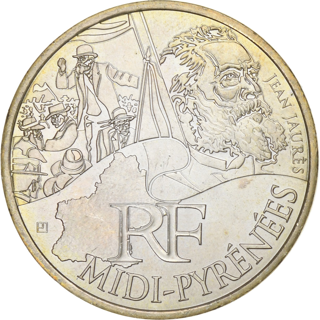 France, 10 Euro, Midi-Pyrénées, 2012, Paris, AU(55-58), Silver, Gadoury:EU514