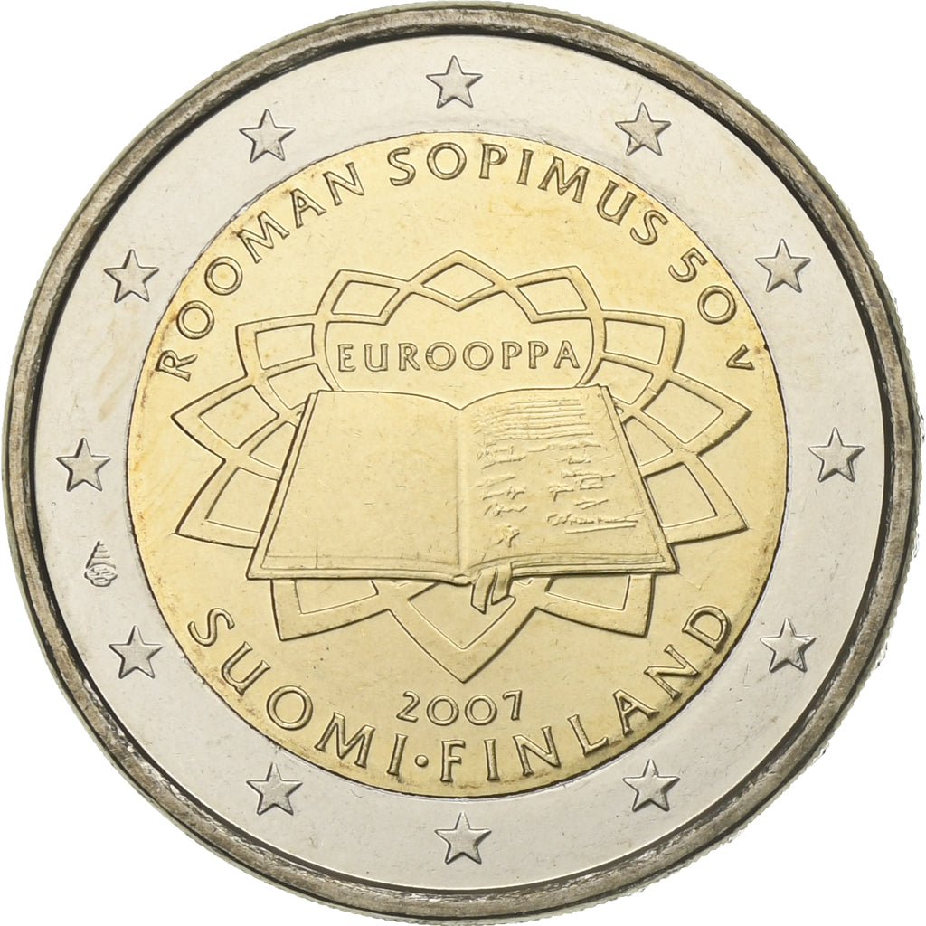Finland, 2 Euro, Traité de Rome 50 ans, 2007, Vantaa, MS(63), Bi-Metallic