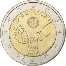 Portugal, 2 Euro, Revolution Oeillets, 2014, Lisbon, MS(63), Bi-Metallic