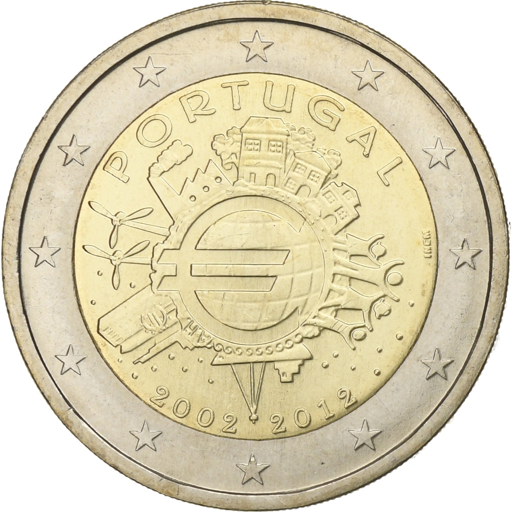 Portugal, 2 Euro, 10 ans de l'Euro, 2012, MS(63), Bi-Metallic, KM:812