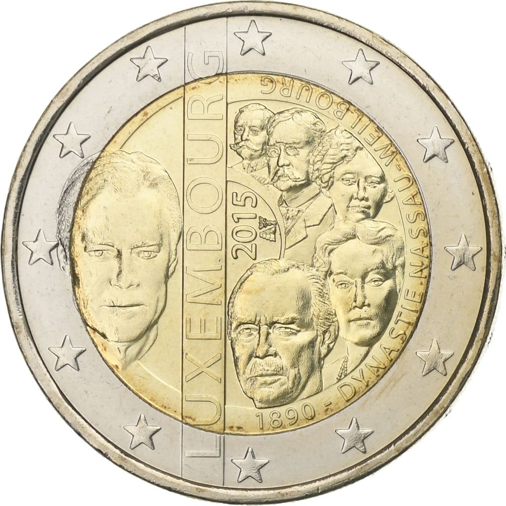 Luxemburg, 2 Euro, Dynastie Nassau-Weilbourg, 2015, UNC-, Bi-Metallic, KM:New