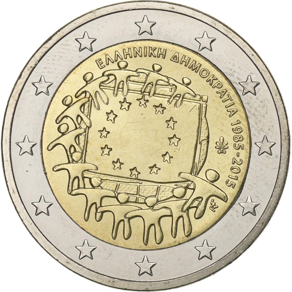 Grecia, 2 Euro, 30 ans   Drapeau européen, 2015, Bi-metallico, SPL, KM:272