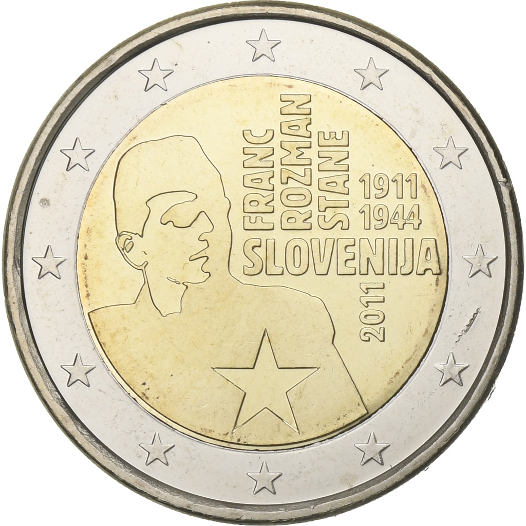 Eslovénia, 2 Euro, Franc Rozman-Stane, 2011, Vantaa, MS(63), Bimetálico