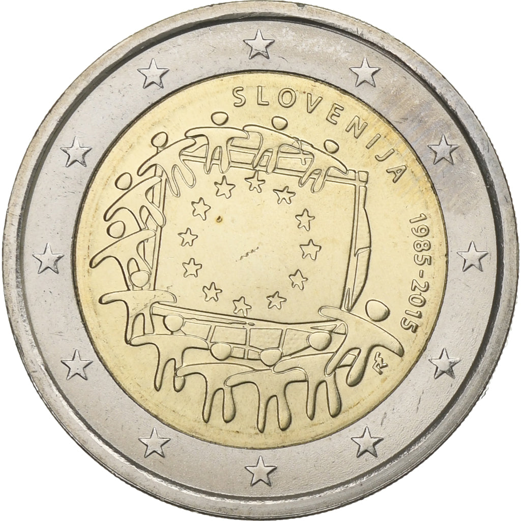 Słowenia, 2 Euro, Drapeau européen, 2015, MS(63), Bimetaliczny, KM:New