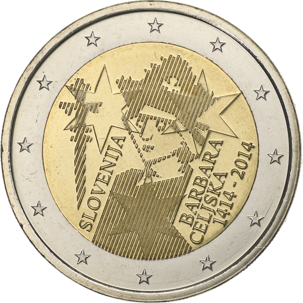 Eslovénia, 2 Euro, Barbara Celiska, 2014, MS(63), Bimetálico, KM:New