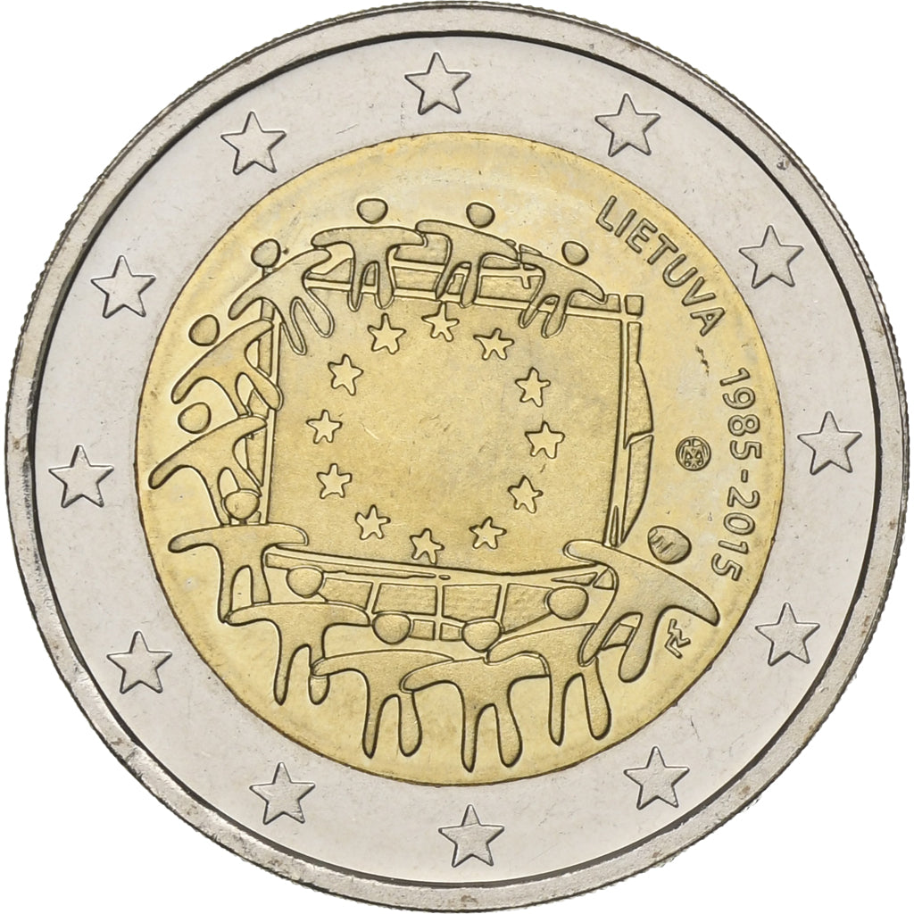 Lituanie, 2 Euro, Drapeau européen, 2015, SPL+, Bimétallique, KM:New