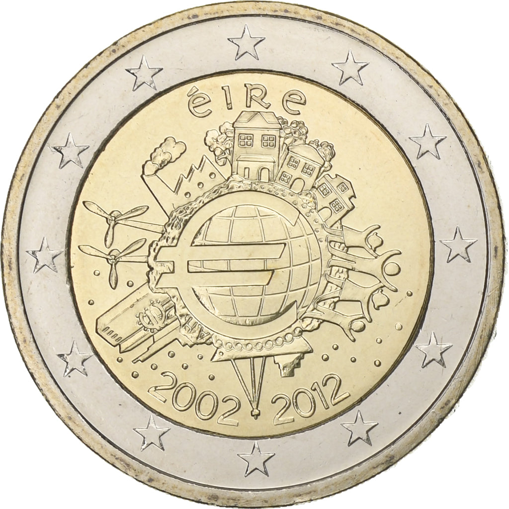 Ireland, 2 Euro, 10 years euro, 2012, MS(63), Bi-Metallic