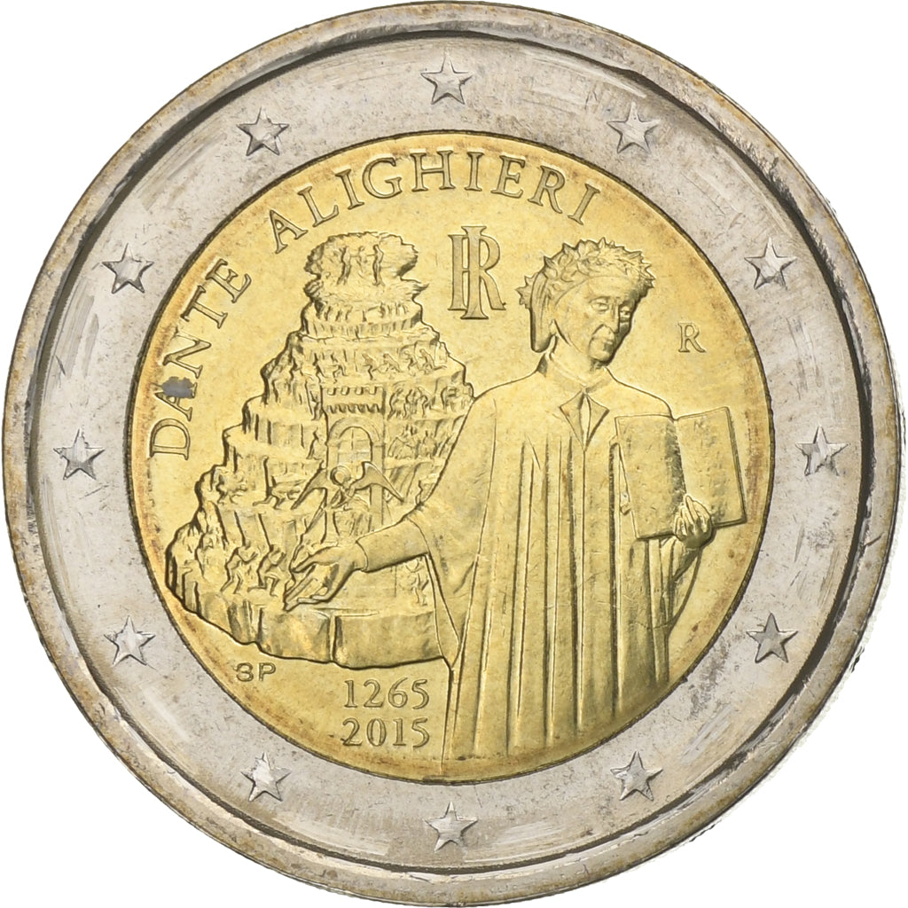 Italy, 2 Euro, Dante Alighieri, 2015, MS(63), Bi-Metallic, KM:New