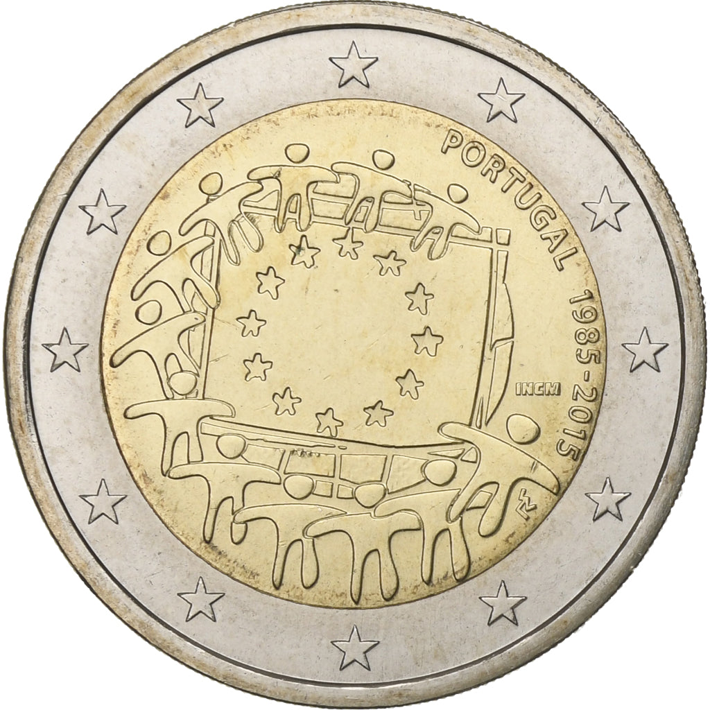 Portugal, 2 Euro, 2015, 30 ans   Drapeau européen, MS(63), Bi-Metallic, KM:New