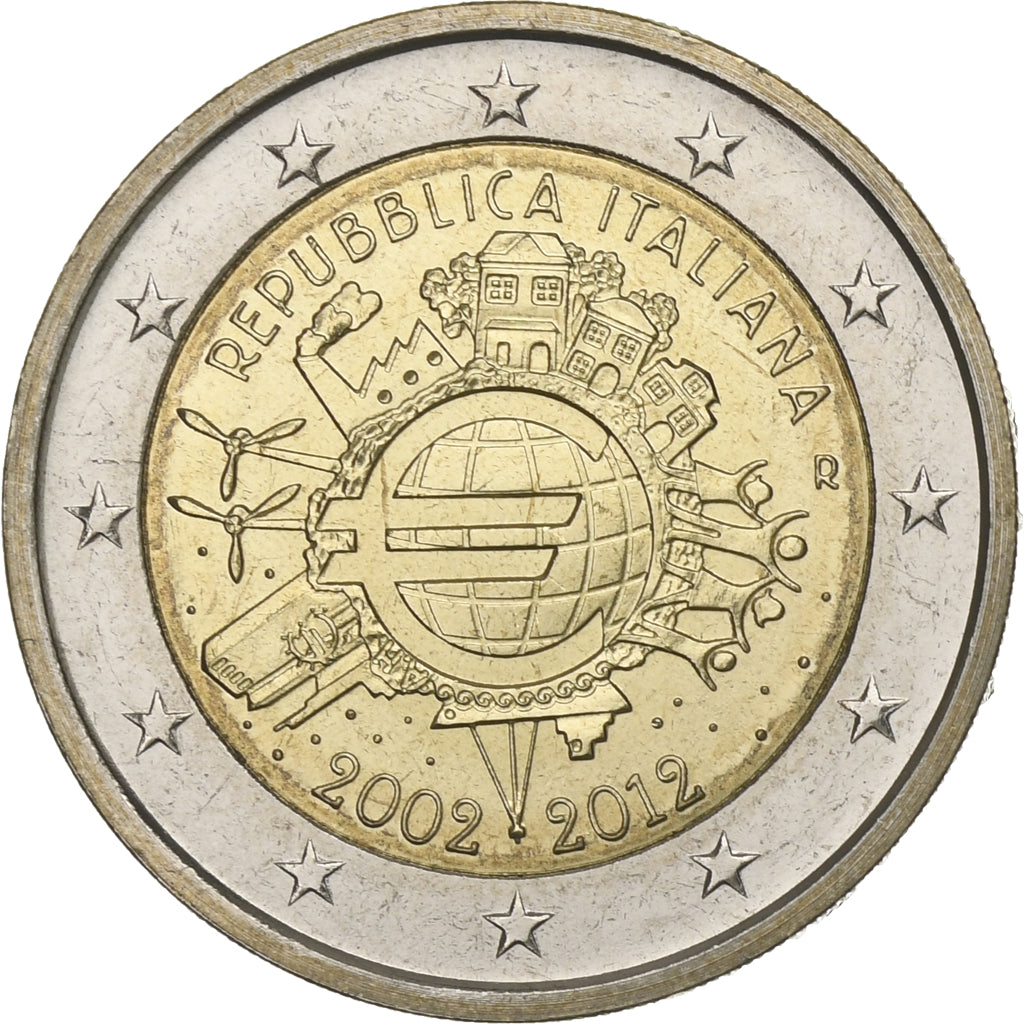Italië, 2 Euro, Eurocoinage, 10th Anniversary, 2012, UNC-, Bi-Metallic, KM:350
