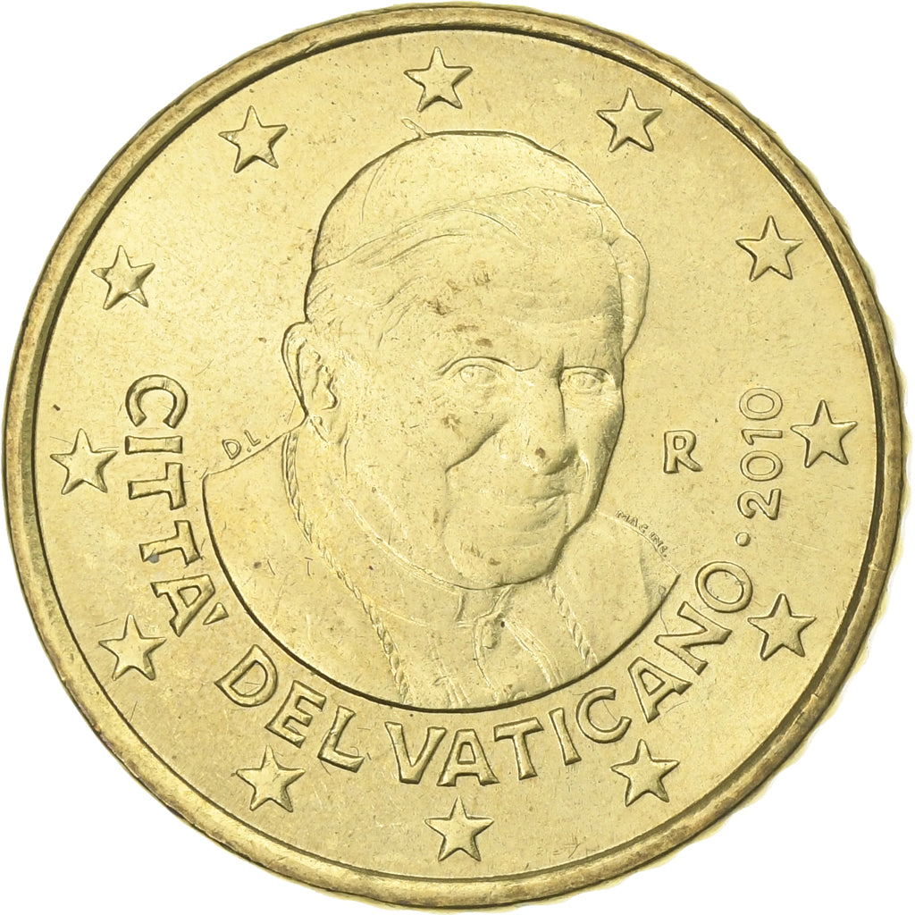 VATICAN CITY, 50 Euro Cent, 2010, AU(55-58), Brass, KM:387