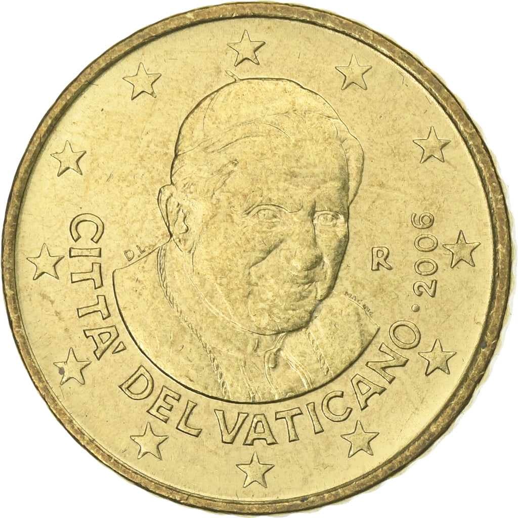 CIDADE DO VATICANO, Benedict XVI, 50 Euro Cent, 2006, Rome, Latão, MS(60-62)