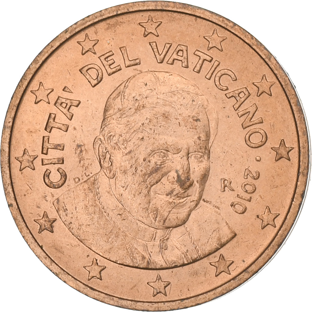 CITTÀ DEL VATICANO, Benedict XVI, 2 Euro Cent, 2010, Rome, Acciaio placcato