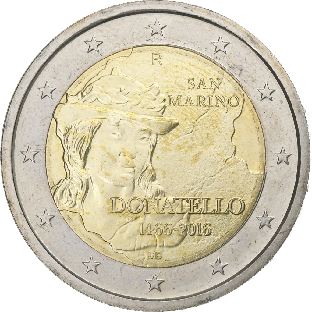 San Marino, 2 Euro, Donatello., 2016, Bi-Metallic, MS(63)