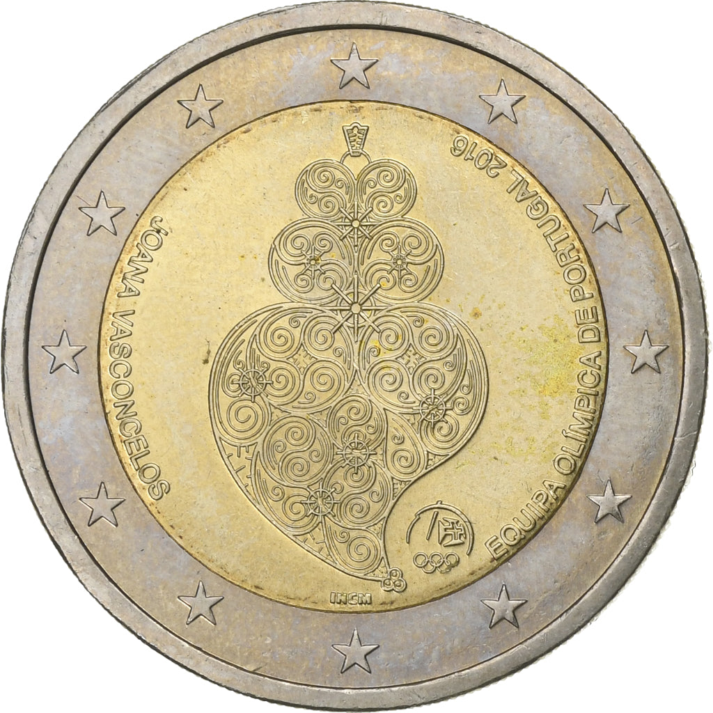 Portugal, 2 Euro, Equipa olimpica, 2016, UNC-, Bi-Metallic, KM:New