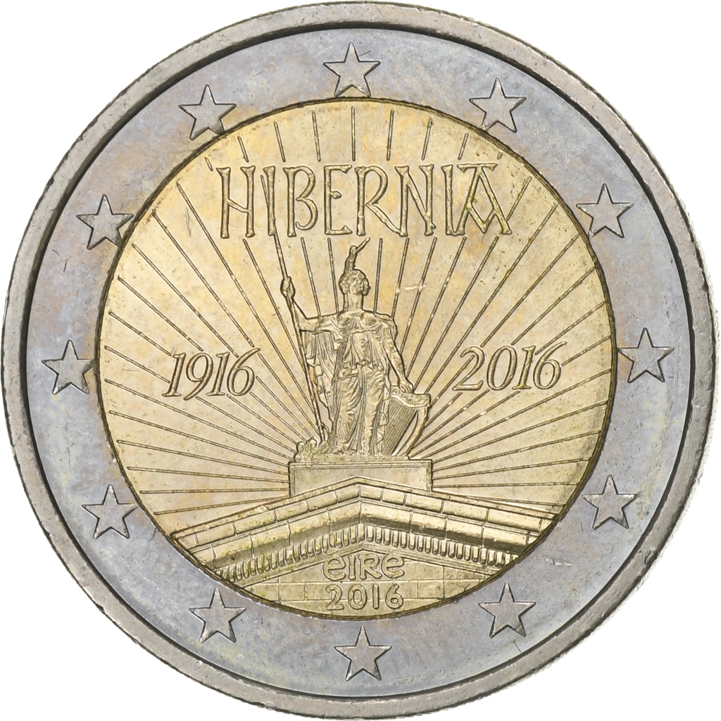 Irlandia, 2 Euro, Hibernia, 2016, MS(63), Bimetaliczny, KM:88