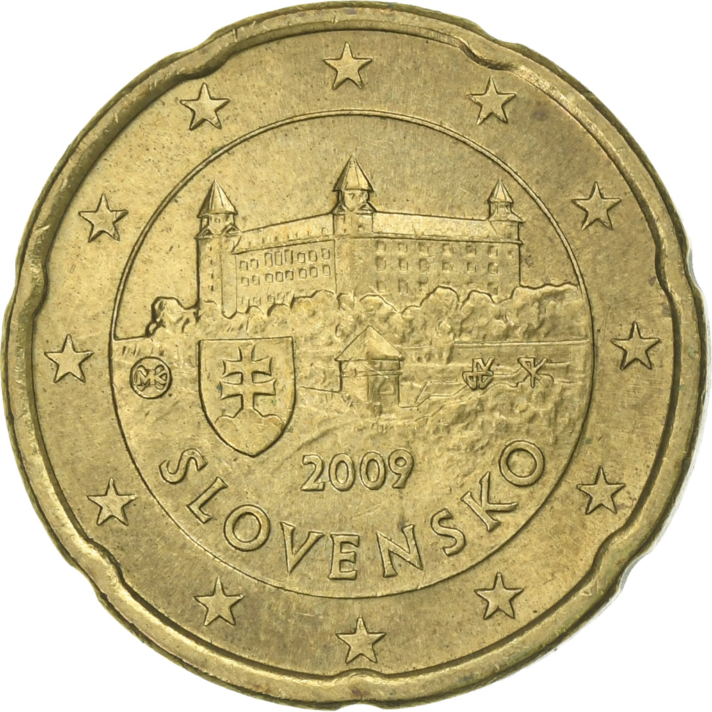 Slowakei, 20 Euro Cent, 2009, Kremnica, Messing, SS, KM:99