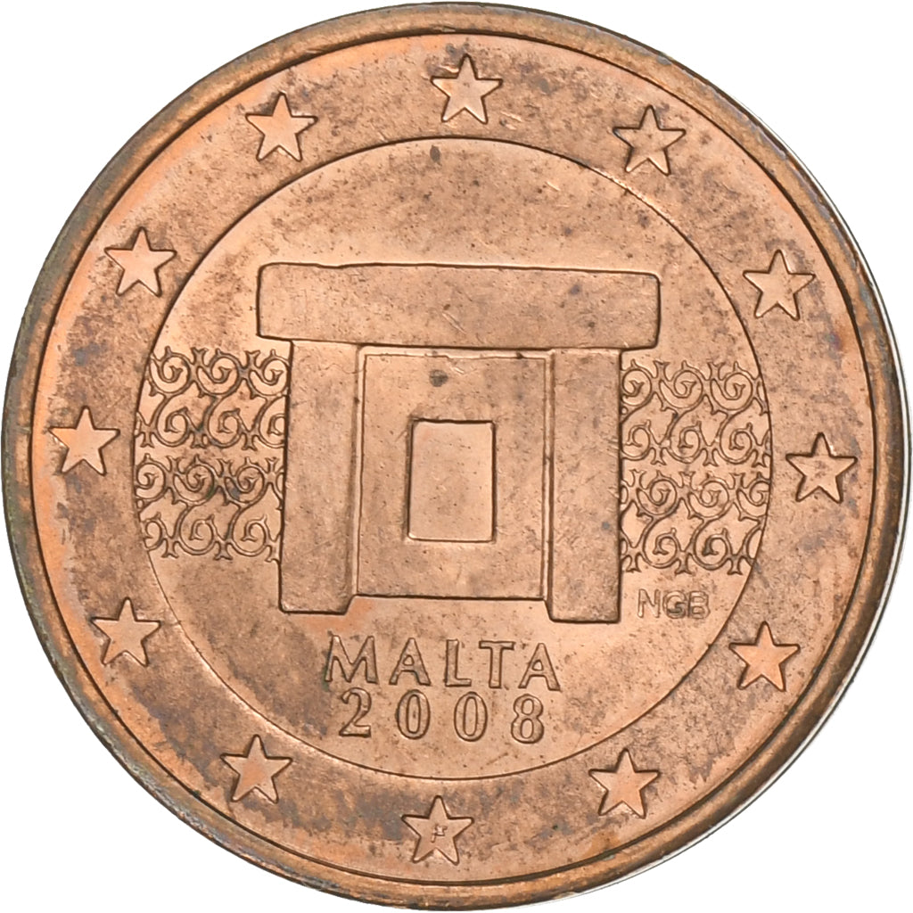 Malta, 2 Euro Cent, 2008, Paris, Copper Plated Steel, AU(50-53), KM:126