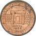 Malta, Euro Cent, 2008, EF(40-45), Copper Plated Steel, KM:125