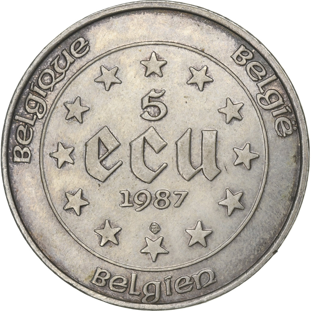 Belgien, 5 Ecu, 1987, VZ, Silber, KM:166