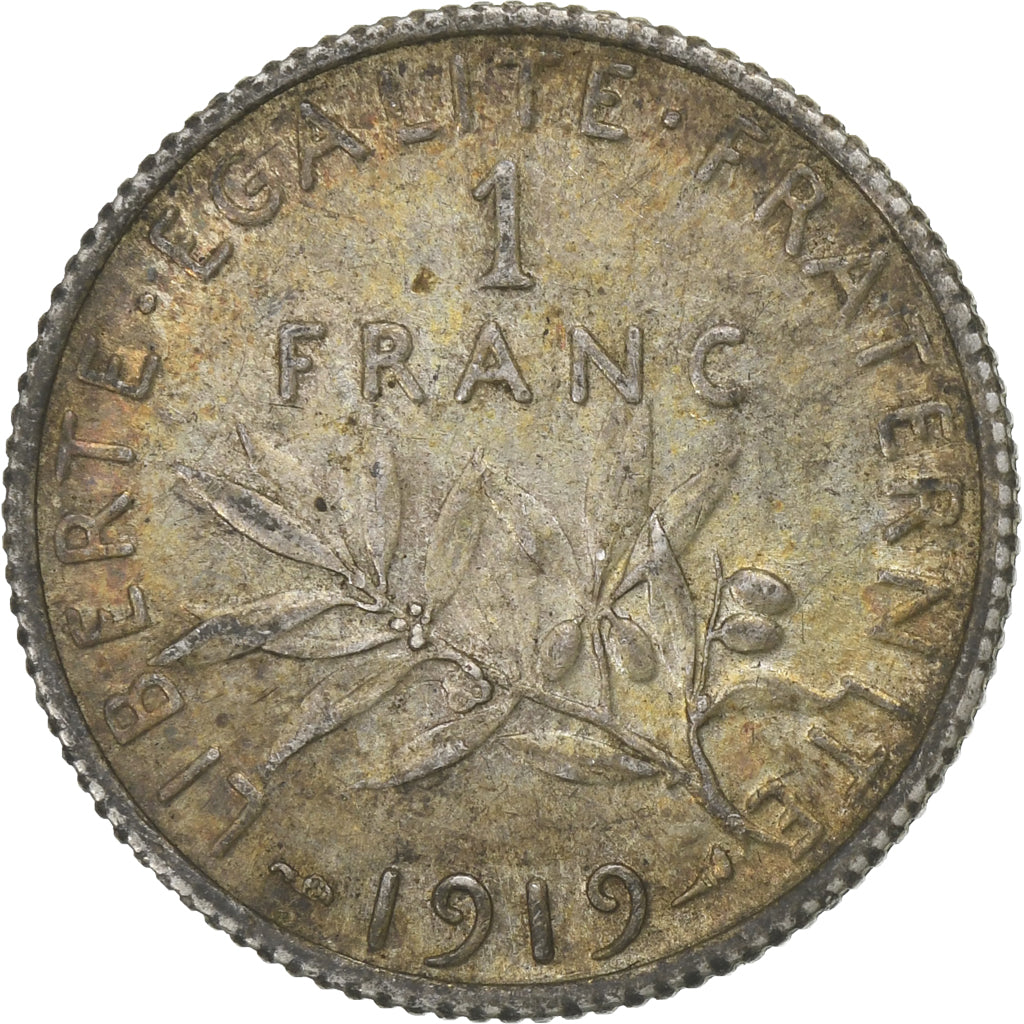 France, Franc, Semeuse, 1919, Paris, Silver, VF(30-35), Gadoury:532, KM:844.1