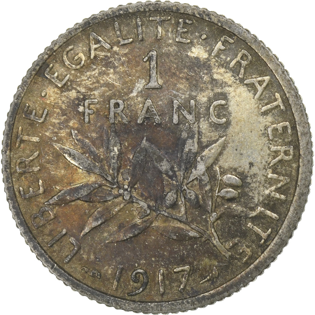 France, Franc, Semeuse, 1917, Paris, Argent, TB+, Gadoury:532, KM:844.1