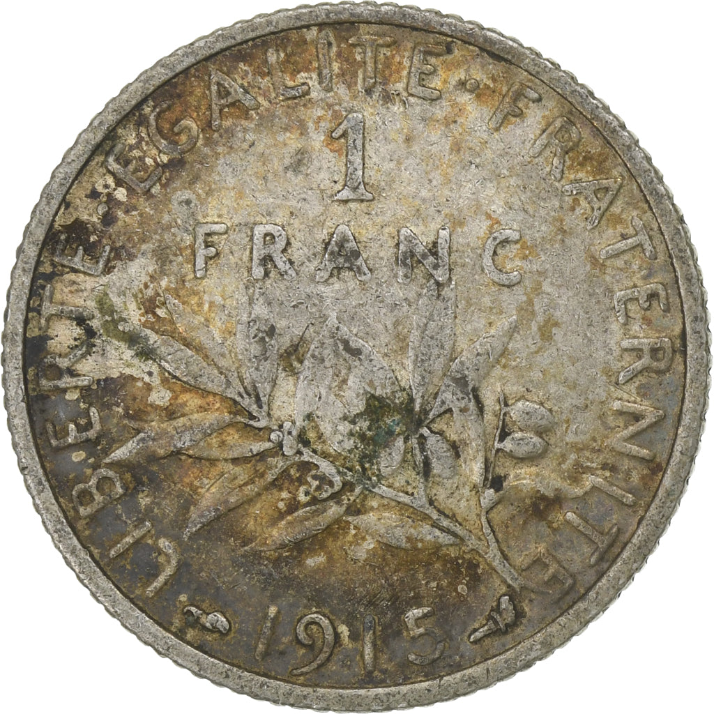 France, Franc, Semeuse, 1915, Paris, Silver, VF(30-35), Gadoury:532, KM:844.1