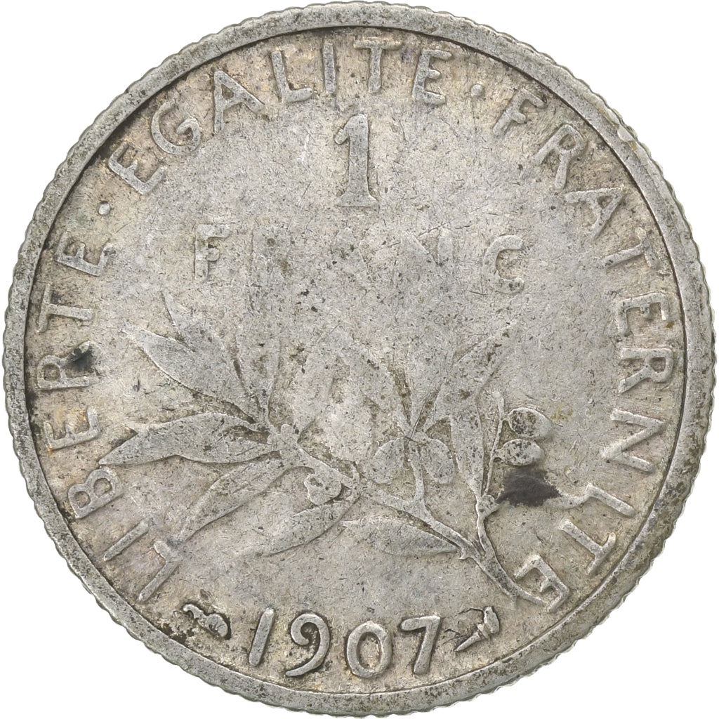 Frankreich, Franc, Semeuse, 1907, Paris, Silber, S+, Gadoury:532, KM:844.1