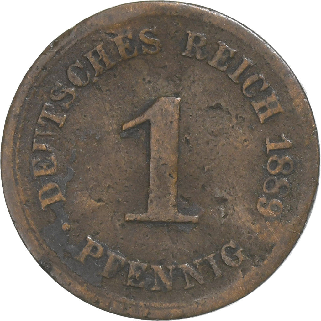 ALEMANHA - IMPÉRIO, Wilhelm II, Pfennig, 1875, Karlsruhe, Cobre, F(12-15)
